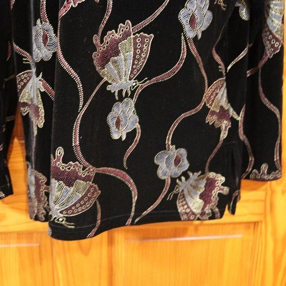 Vintage Jaipur Velour Metallic Butterfly Sparkle Long line Tunic Top LG - Picture 4 of 10